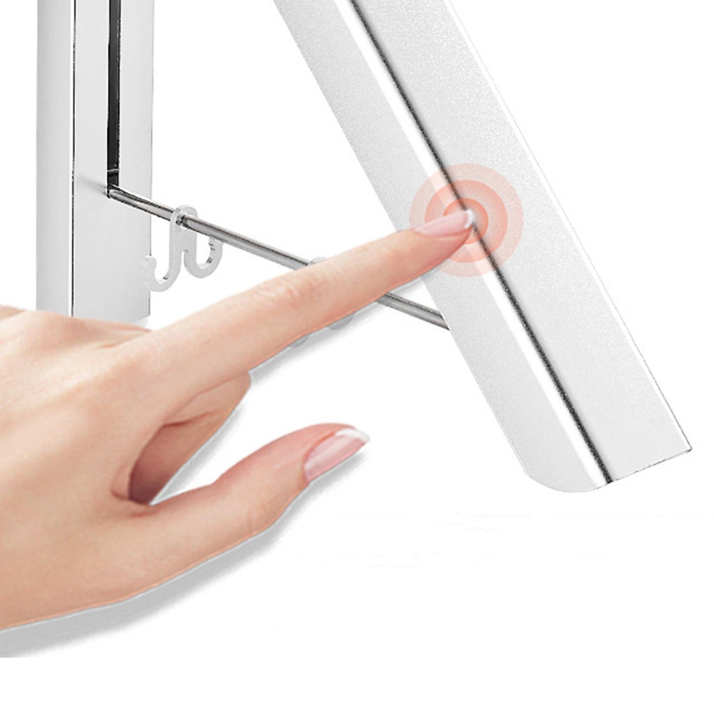 Aluminum Folding Clothes Hanger Wall Mounted Retractable Clothes Rack Silver