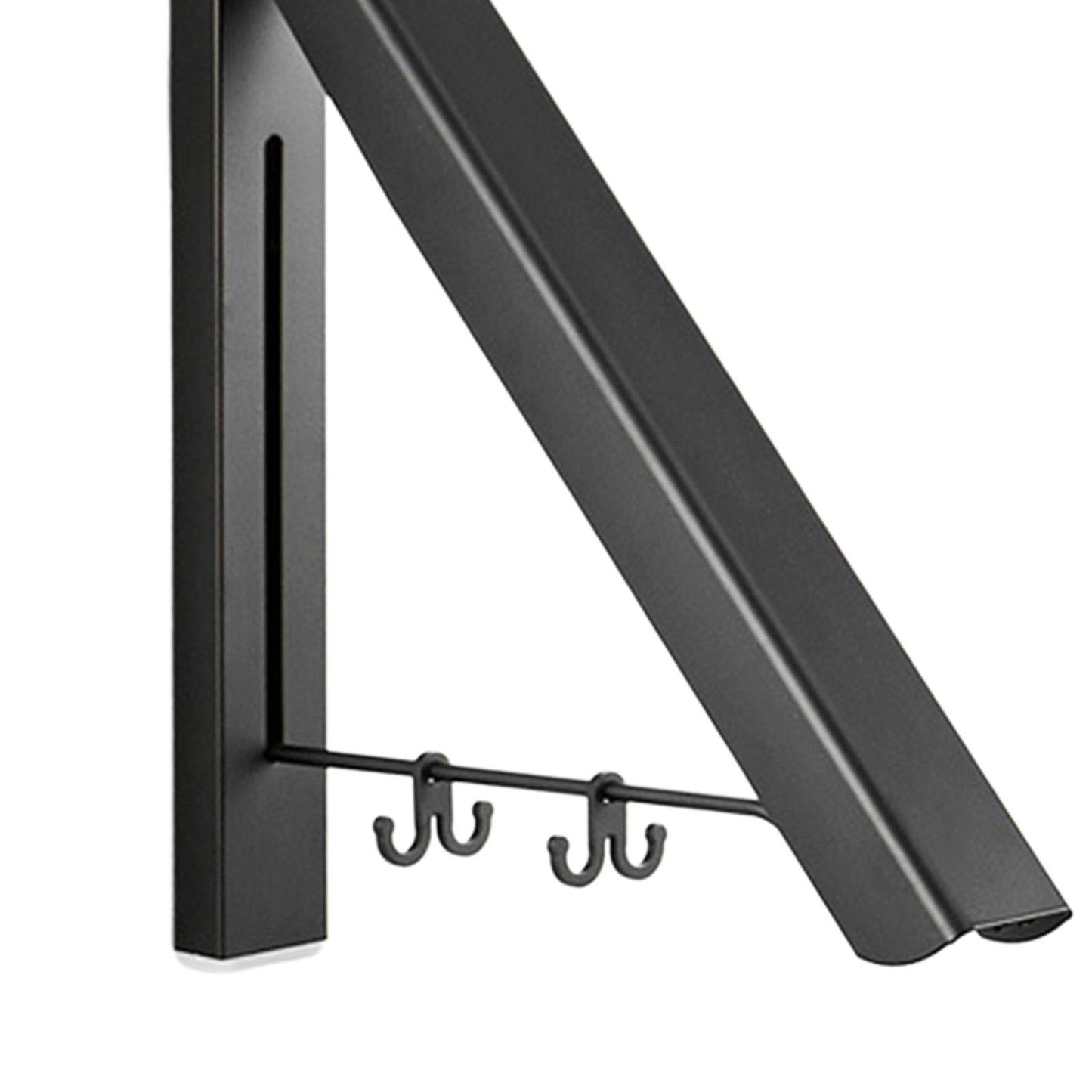 Aluminum Folding Clothes Hanger Wall Mounted Retractable Clothes Rack Black