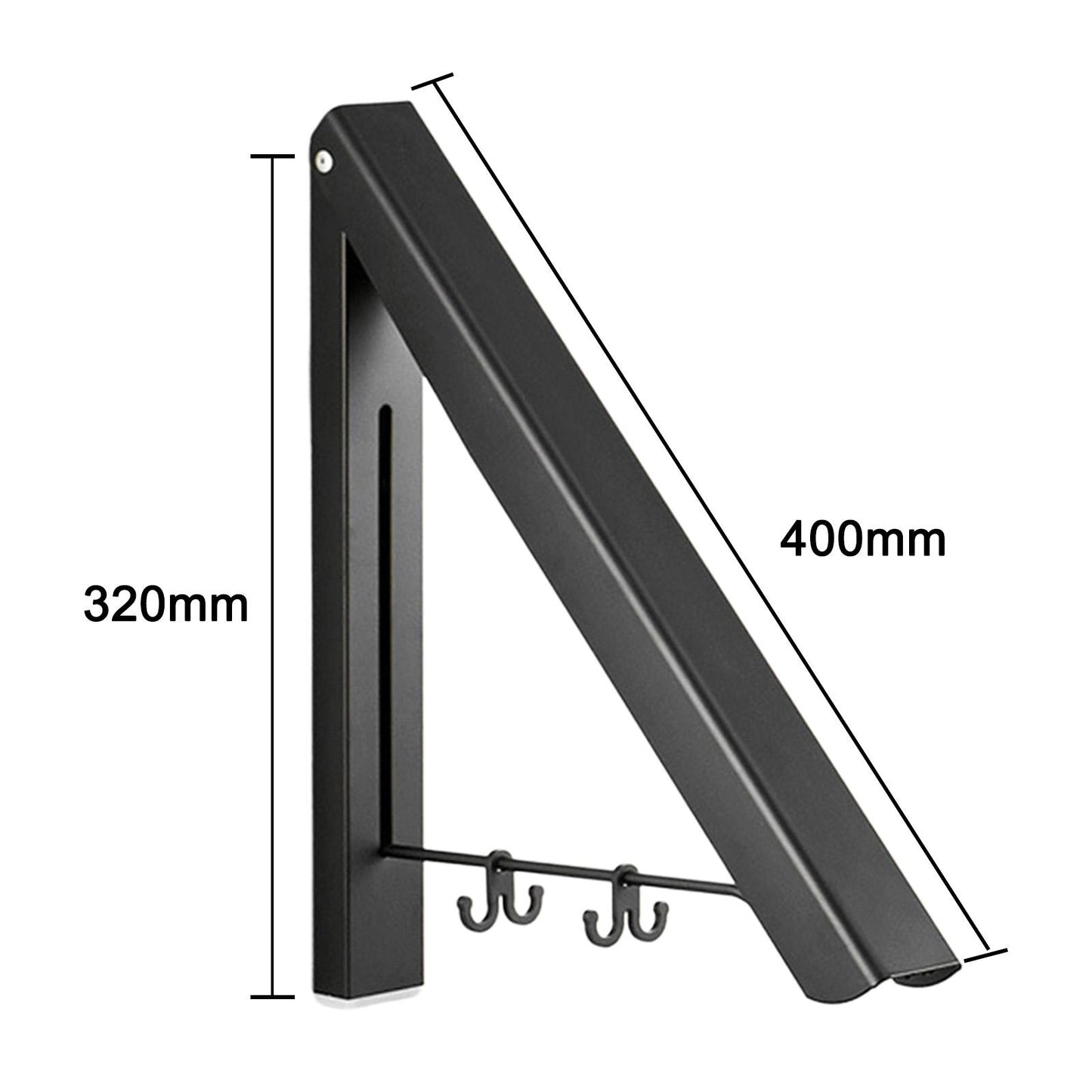 Aluminum Folding Clothes Hanger Wall Mounted Retractable Clothes Rack Black