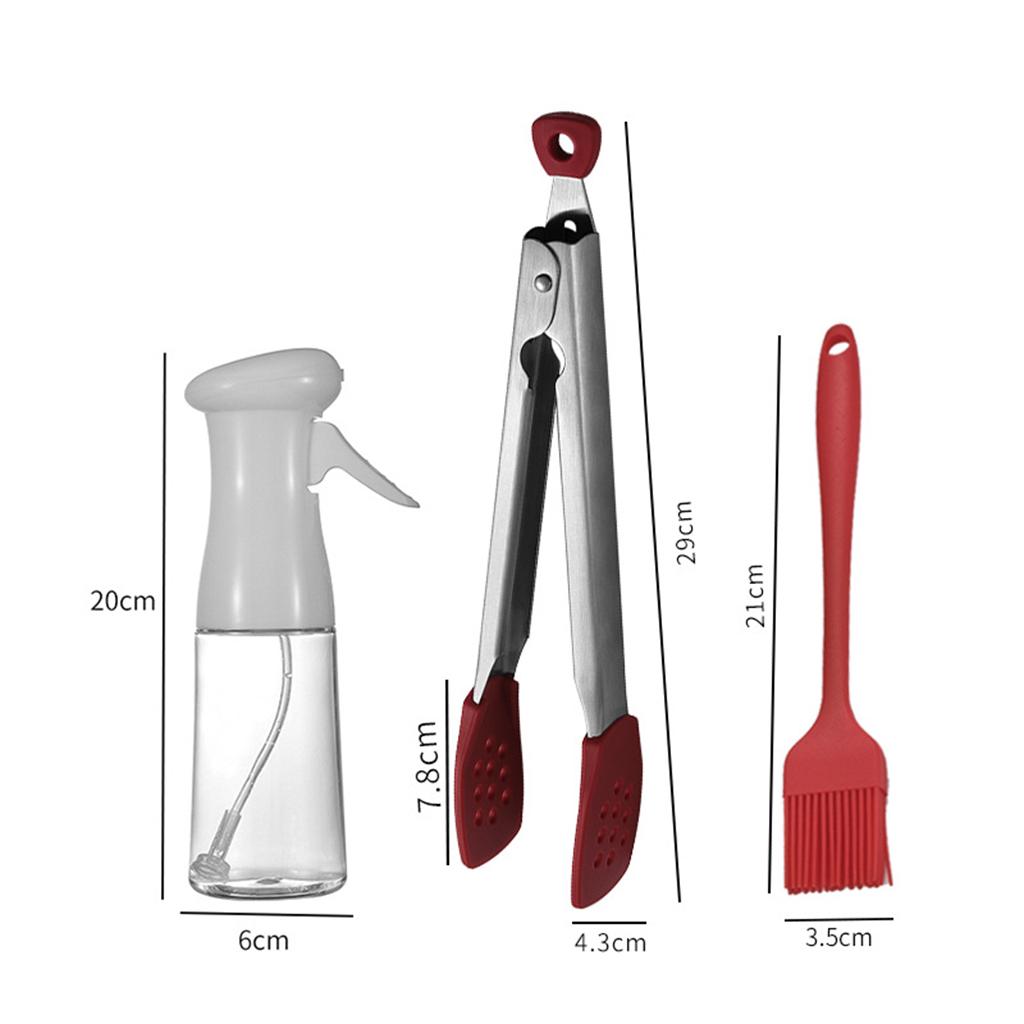 Refillable Oil Sprayer Portable Oil Dispenser for Baking BBQ Silicone Clip white 3 in 1