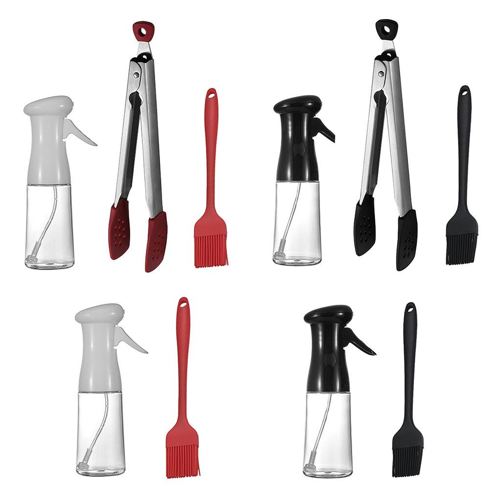 Refillable Oil Sprayer Portable Oil Dispenser for Baking BBQ Silicone Clip white 3 in 1