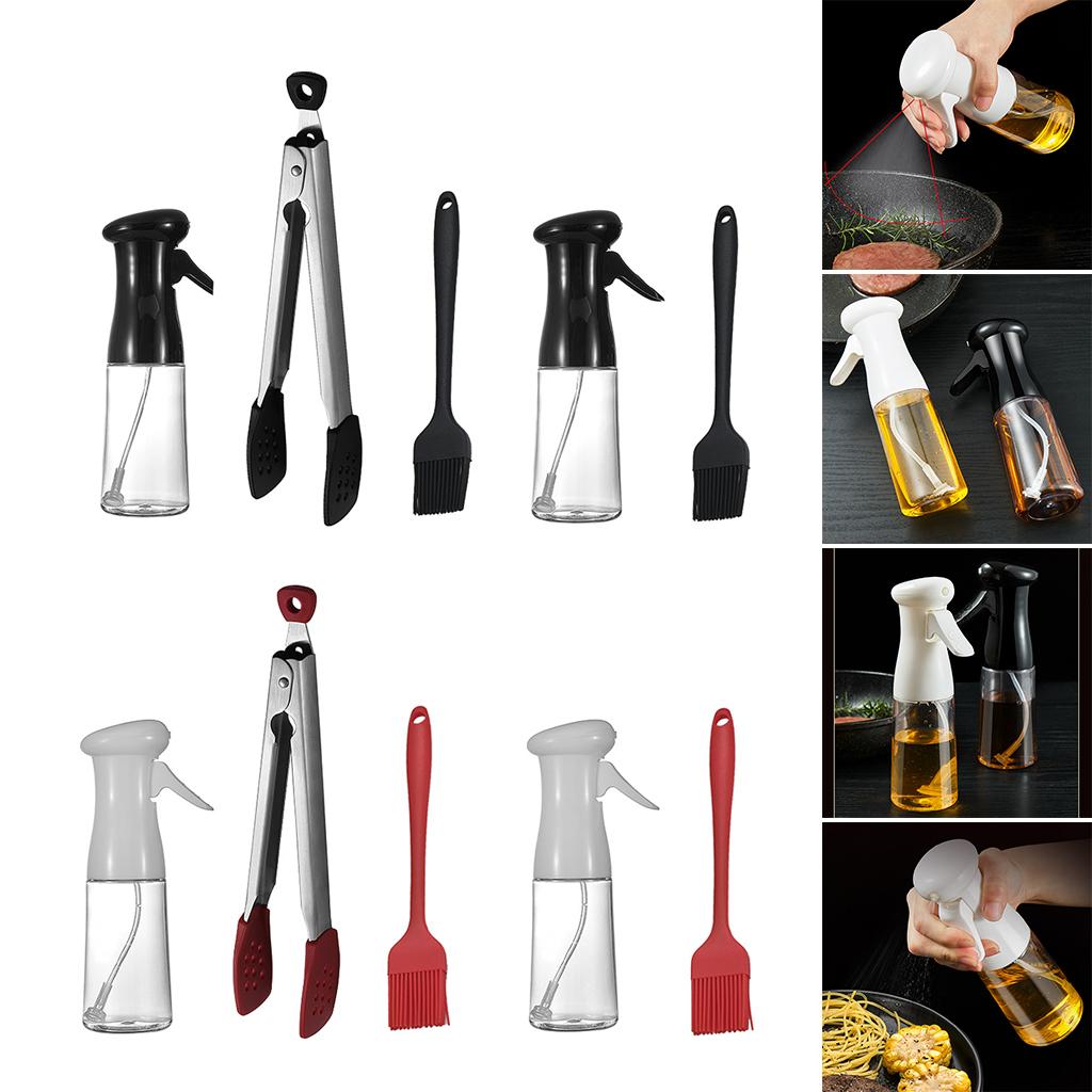 Refillable Oil Sprayer Portable Oil Dispenser for Baking BBQ Silicone Clip white 3 in 1