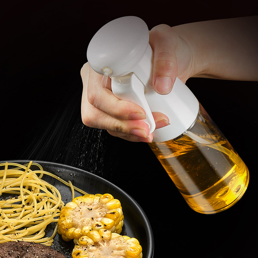 Refillable Oil Sprayer Portable Oil Dispenser for Baking BBQ Silicone Clip white 2 in 1