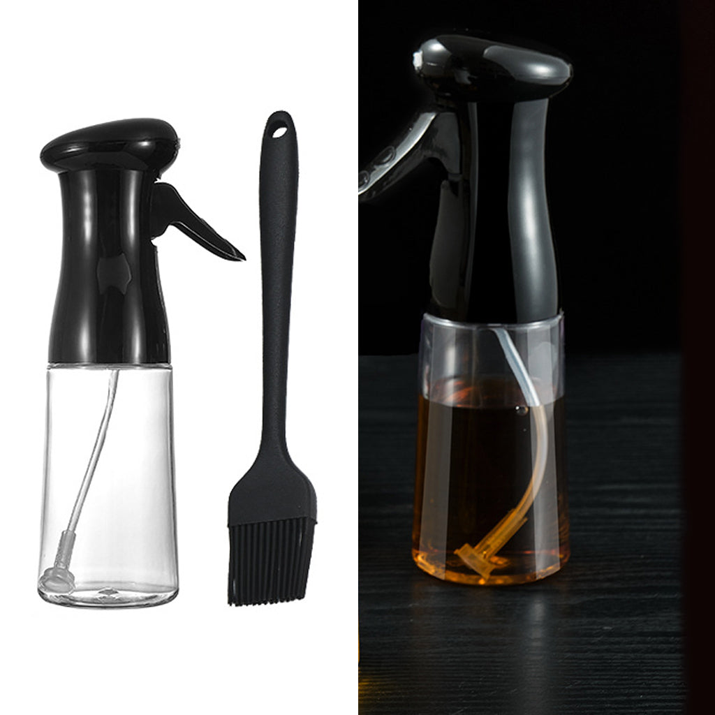 Refillable Oil Sprayer Portable Oil Dispenser for Baking BBQ Silicone Clip black 2 in 1