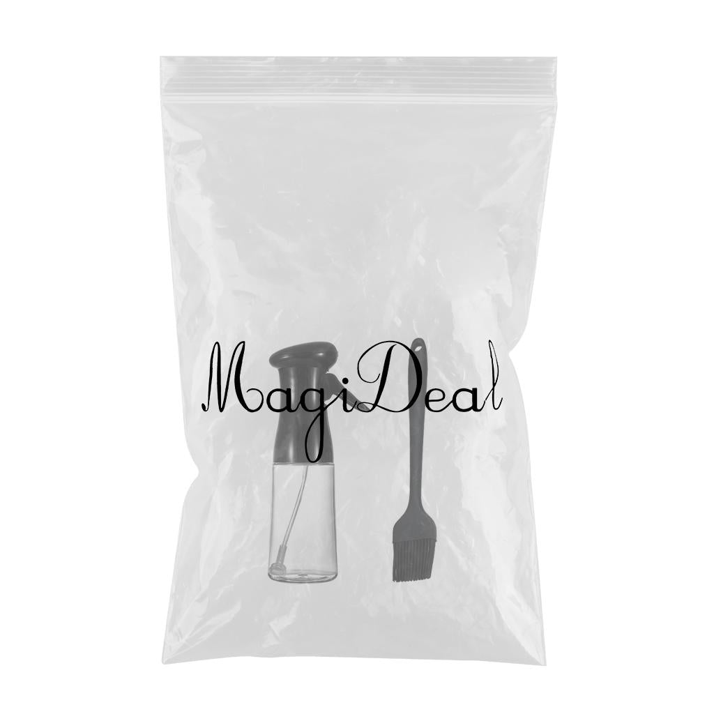 Refillable Oil Sprayer Portable Oil Dispenser for Baking BBQ Silicone Clip black 2 in 1