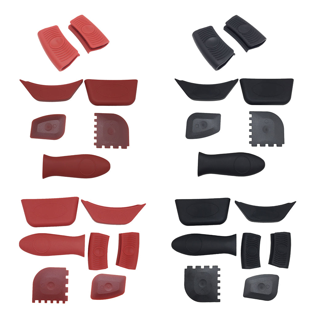Heat-Resistance Silicone Pan Handle Holder Cover Grip Kitchen 5pcs red