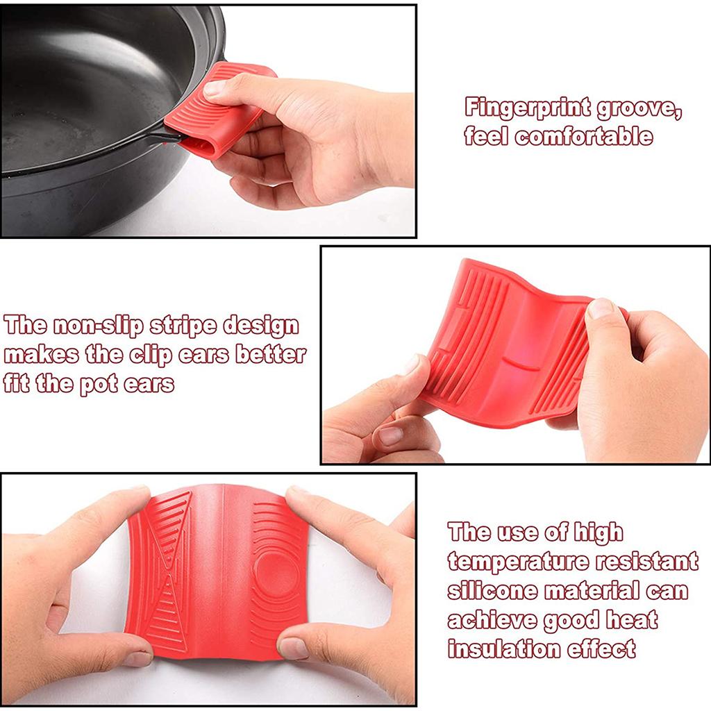 Heat-Resistance Silicone Pan Handle Holder Cover Grip Kitchen 2pcs red