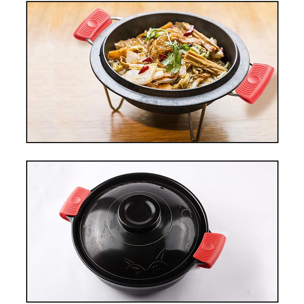 Heat-Resistance Silicone Pan Handle Holder Cover Grip Kitchen 2pcs red