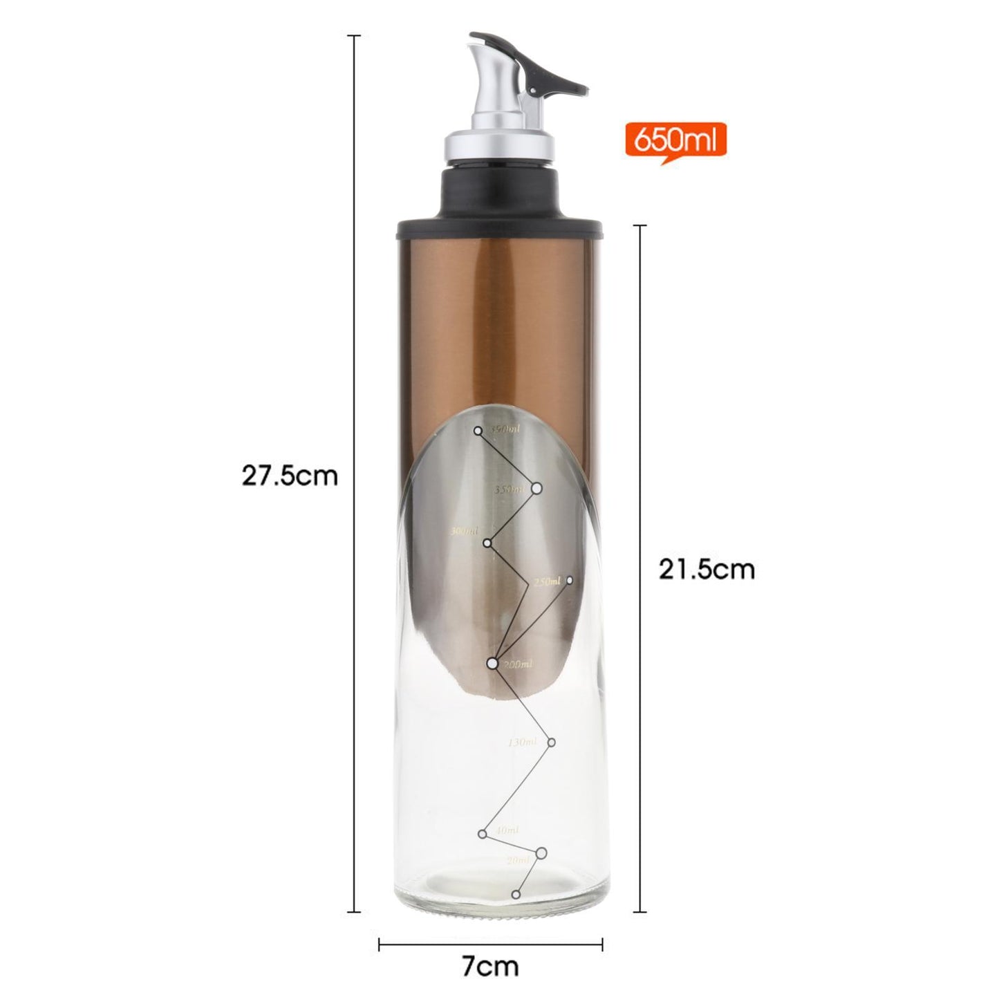 Glass Olive Oil Vinegar Liquor Dispenser Wine Pourer Bar Tools Bottle Golden