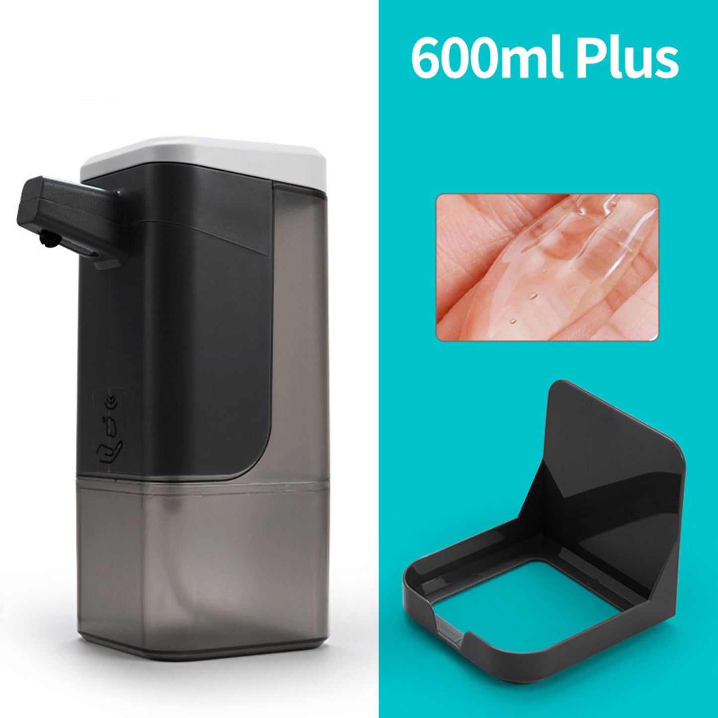 600ml Soap Dispenser Infrared Sensor Adjustable Hand Washer Non-Contact Grey Gel