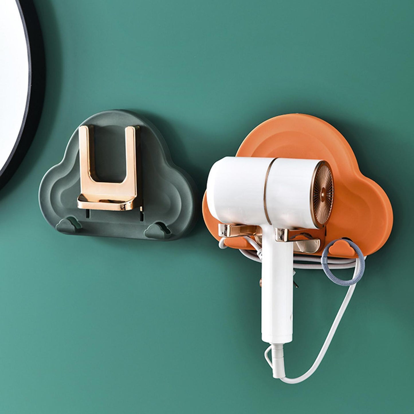 Wall Hair Dryer Holder Storage Stand Folding Rack Bathroom Styling Tool green