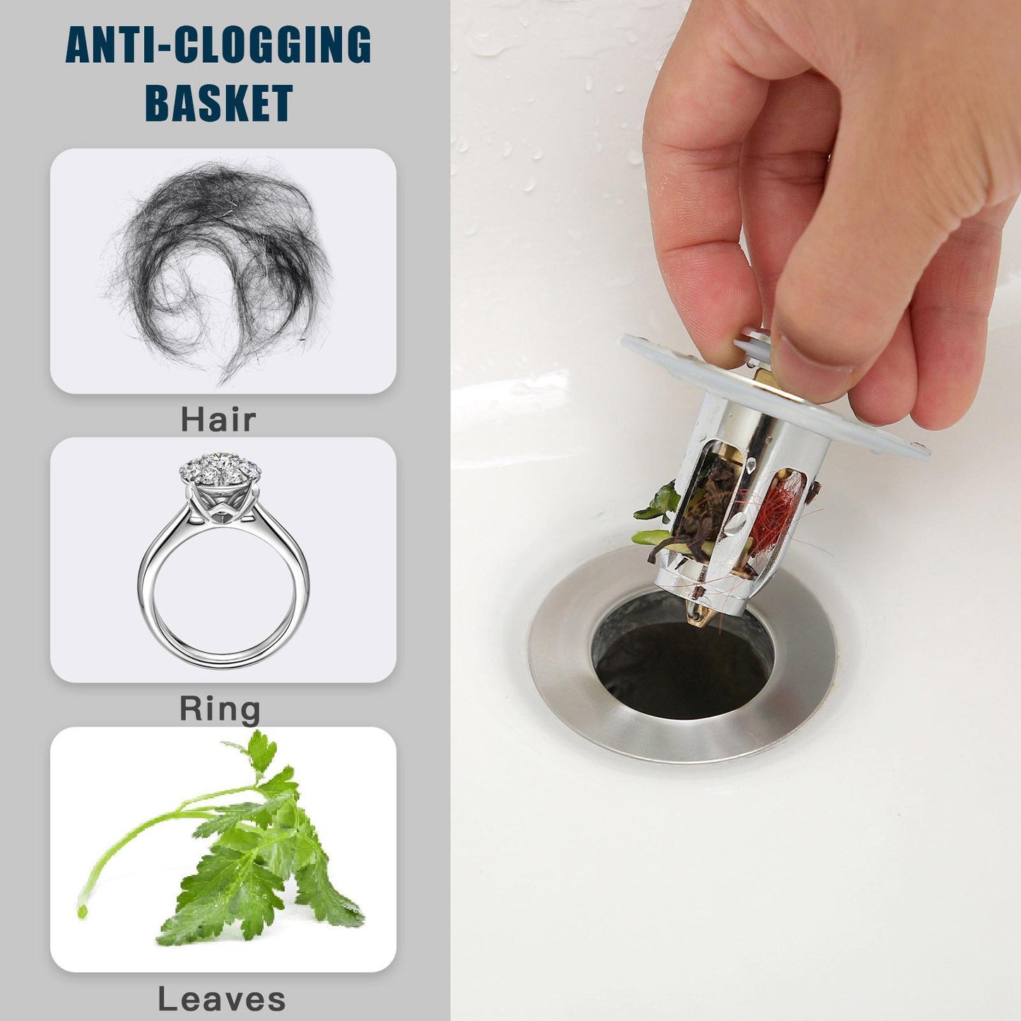 Bounce Drain Filter Anti-Explosion Upgraded Brass for Bathtub Vanity Sink
