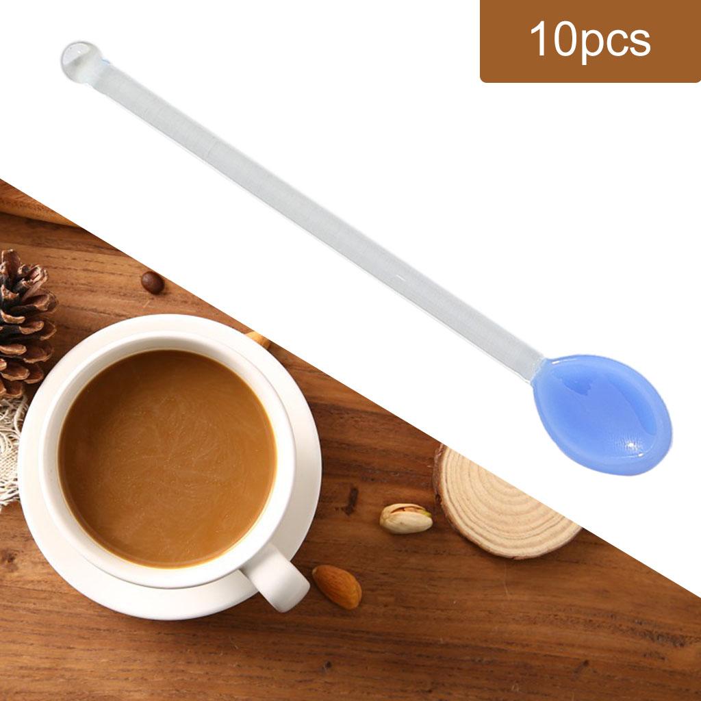 10x Glass Teaspoons Dishwasher Safe Stirring Spoon for Stirring Coffee Bar Light Blue