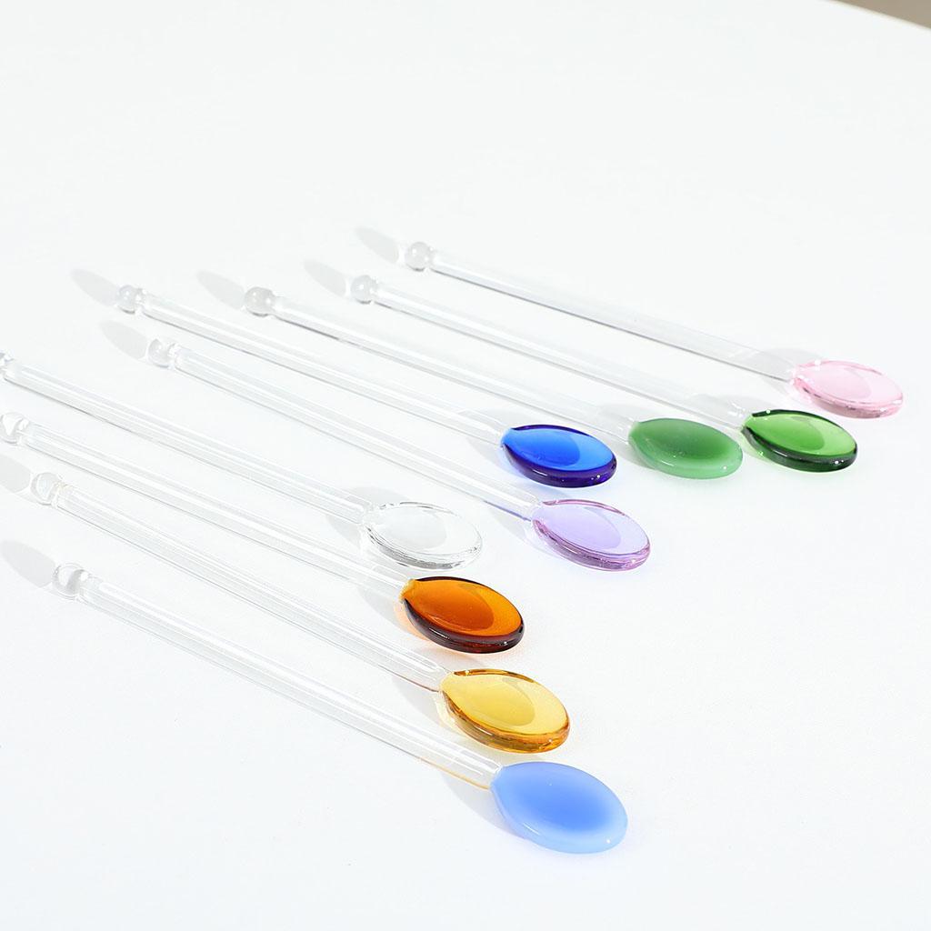 10x Glass Teaspoons Dishwasher Safe Stirring Spoon for Stirring Coffee Bar Yellow