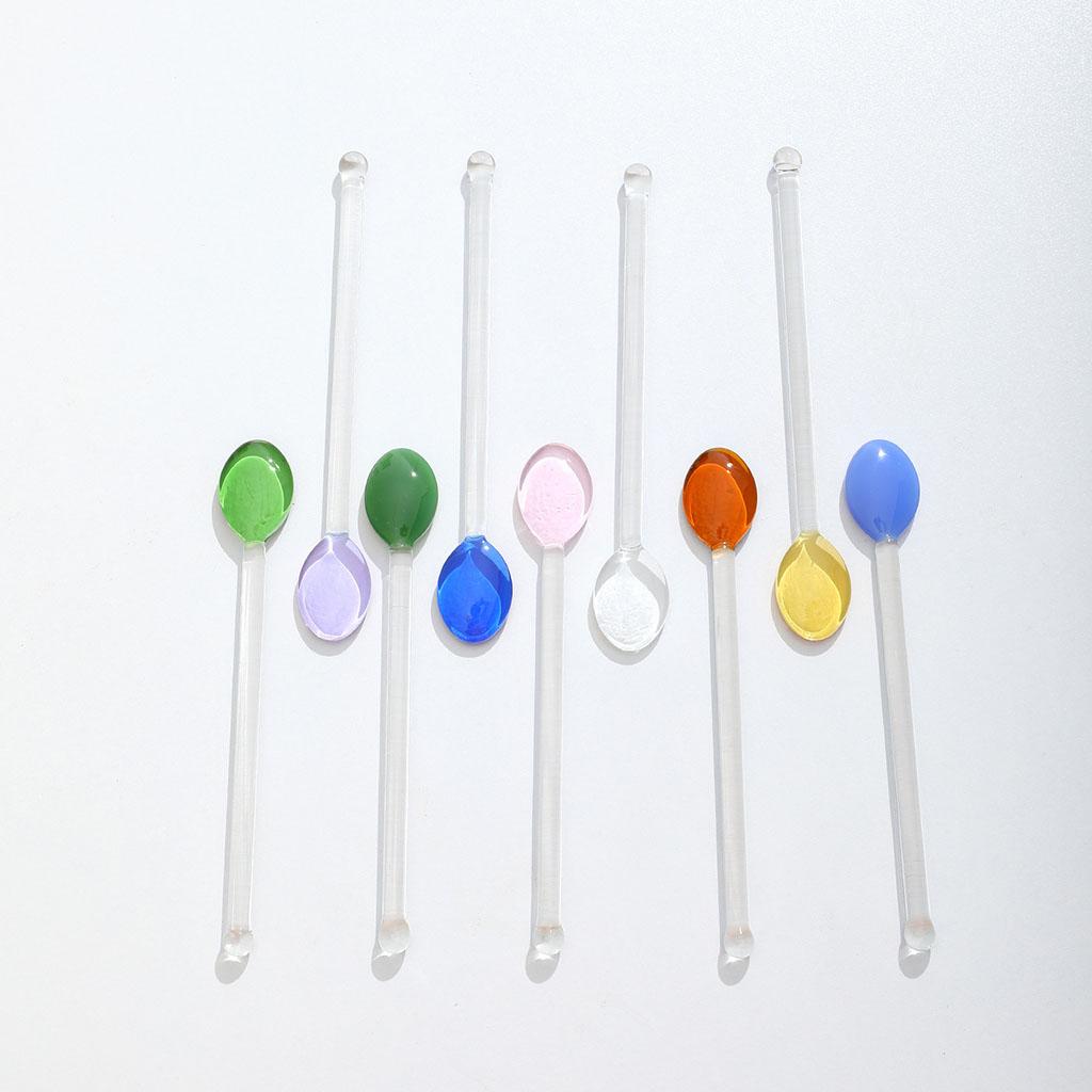 10x Glass Teaspoons Dishwasher Safe Stirring Spoon for Stirring Coffee Bar Dark Blue