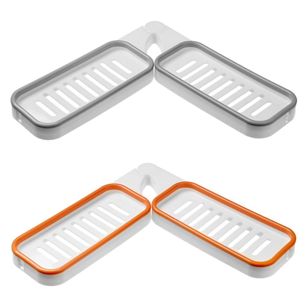 Soap Dishes Rotatable Punch-Free Rack Hollow Save Space Bathroom Accessories White Orange