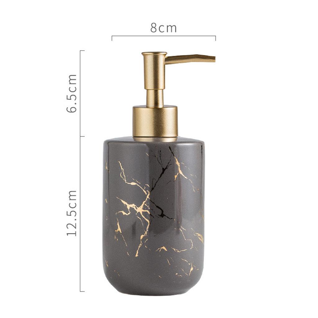 Ceramic Soap Dispenser 300ml Marble Pattern Pump Bottle for Kitchen Accs Gray