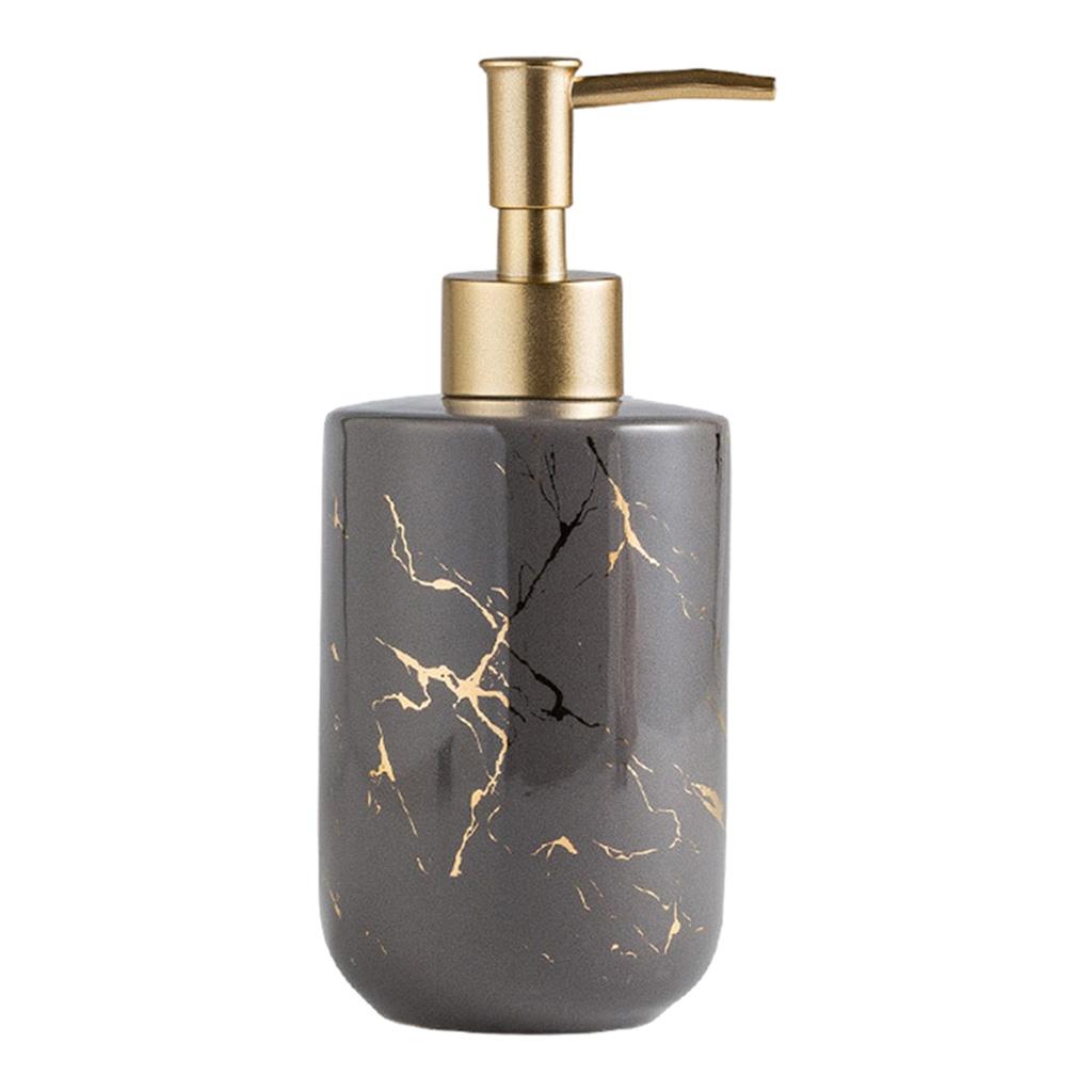 Ceramic Soap Dispenser 300ml Marble Pattern Pump Bottle for Kitchen Accs Gray