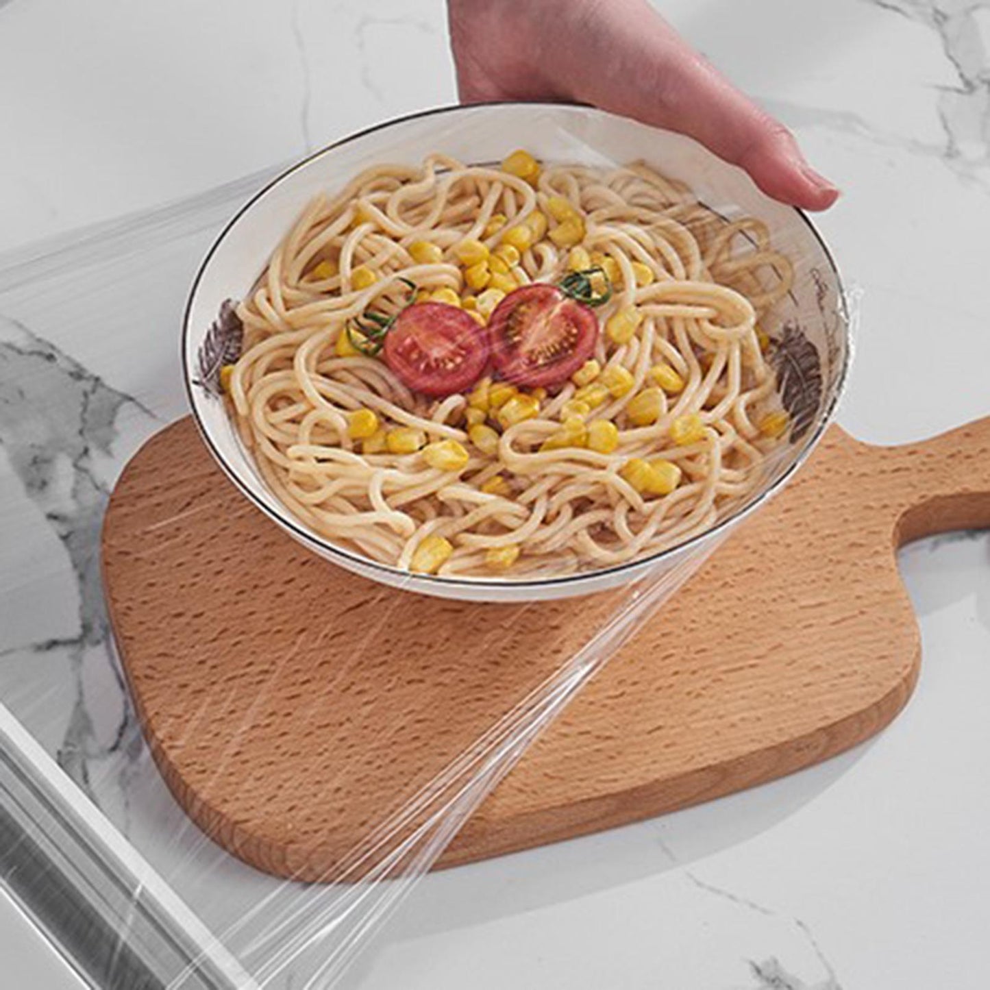 Cling Film Dispenser with Plastic Wrap Holder Cutter Food Wrap Kitchen Tool