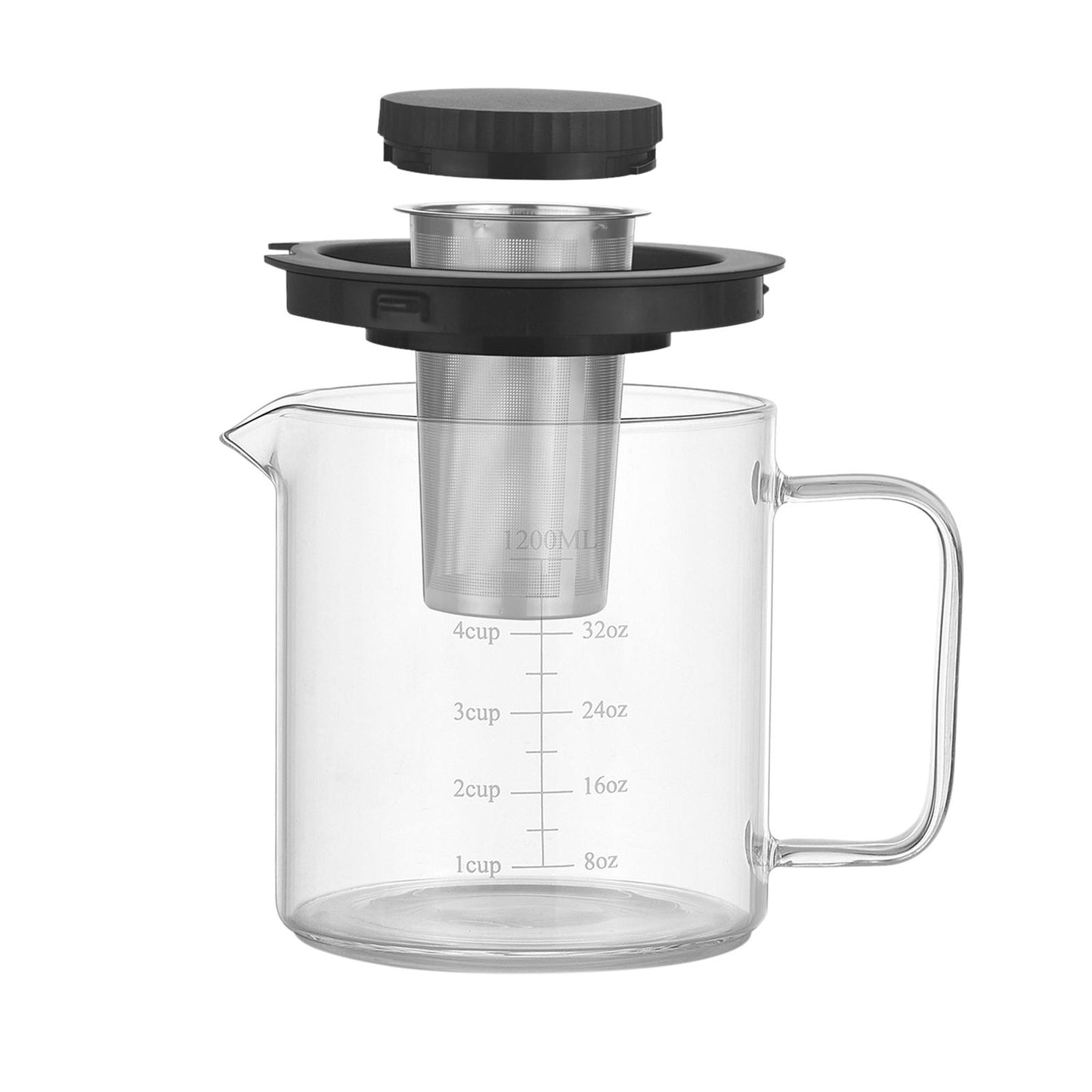 French Press Coffee Maker Press Pot High Borosilicate Glass Tea Maker 1.2L