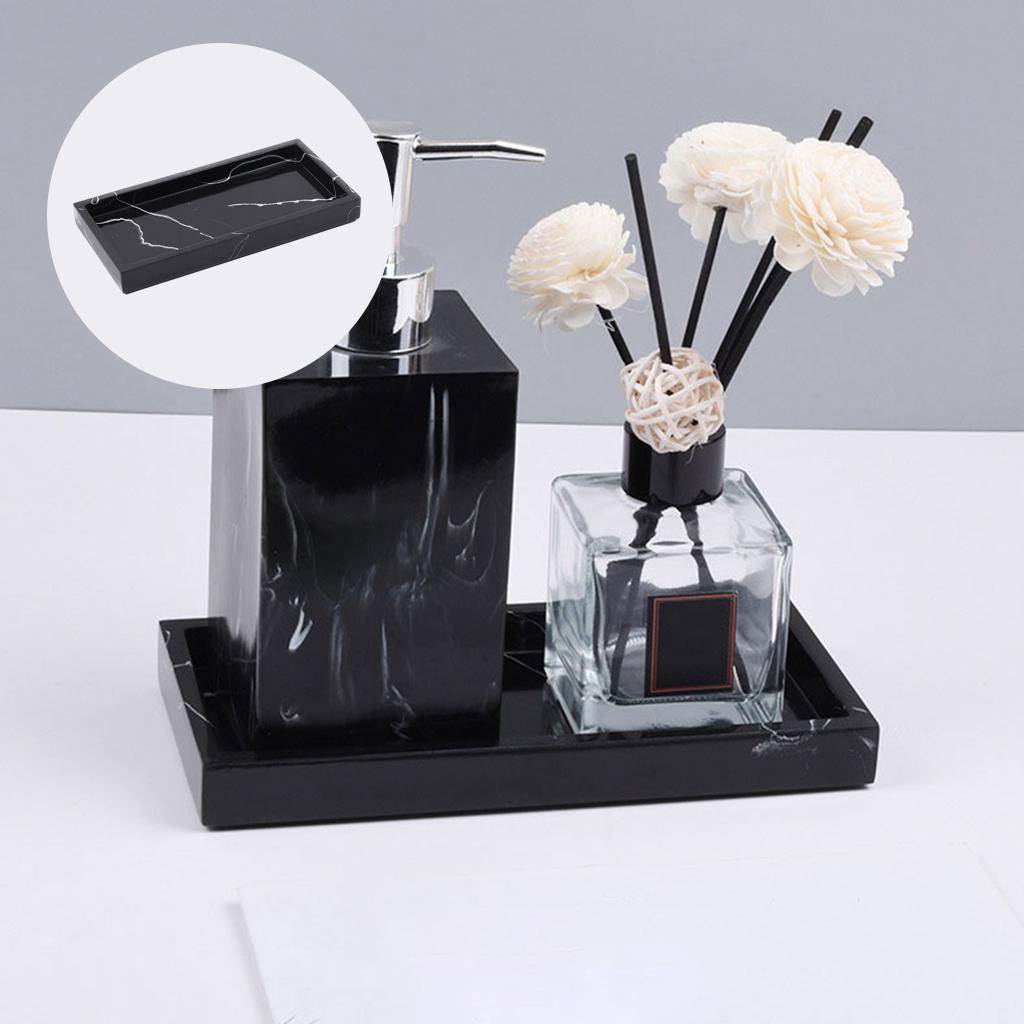 Marble Storage Tray Washroom Vanity Tray Jewelry Dish Bathtub Serving Tray Black