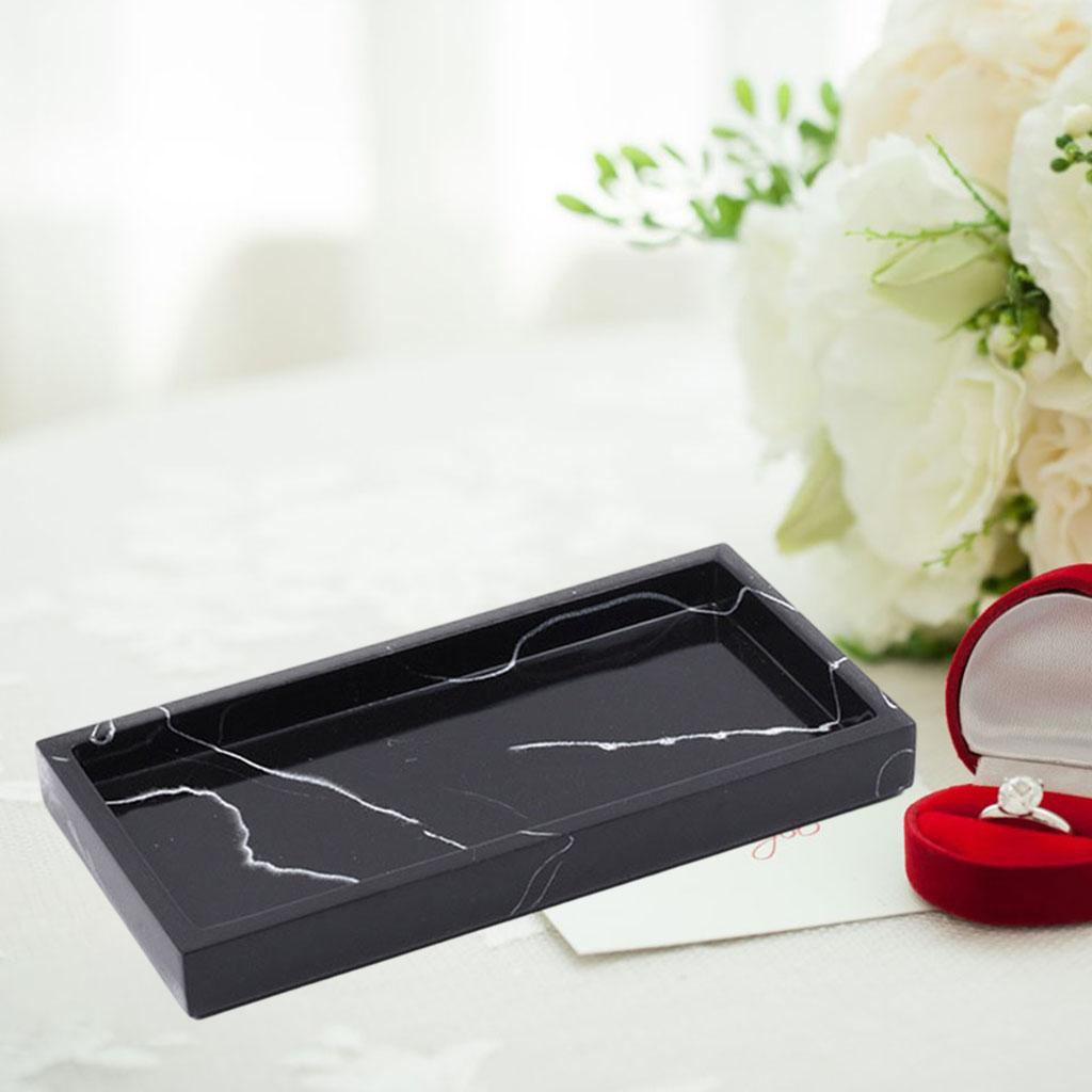 Marble Storage Tray Washroom Vanity Tray Jewelry Dish Bathtub Serving Tray Black