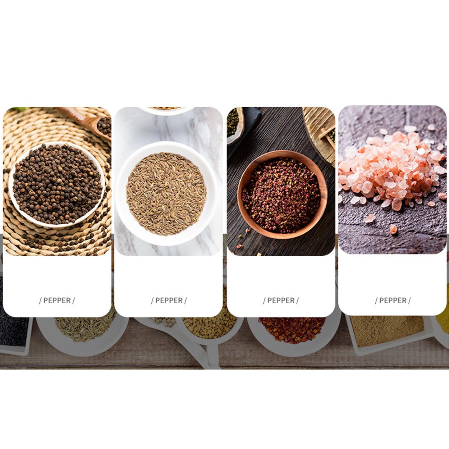 Wooden Salt and Pepper Grinders with a Spoon Manual Spice Shaker Mill Gifts
