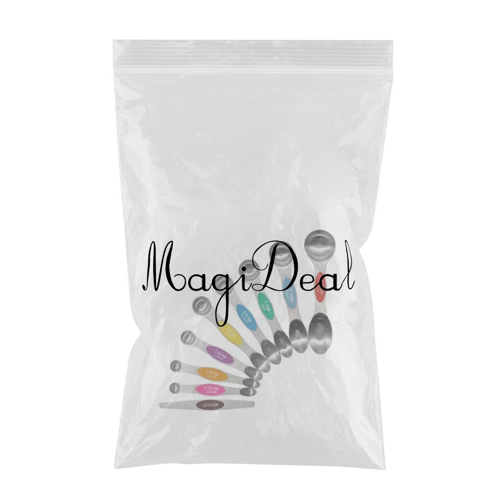 9 PCS Magnetic Measuring Spoon Dual Sided Dry Liquid Stackable Multicolor