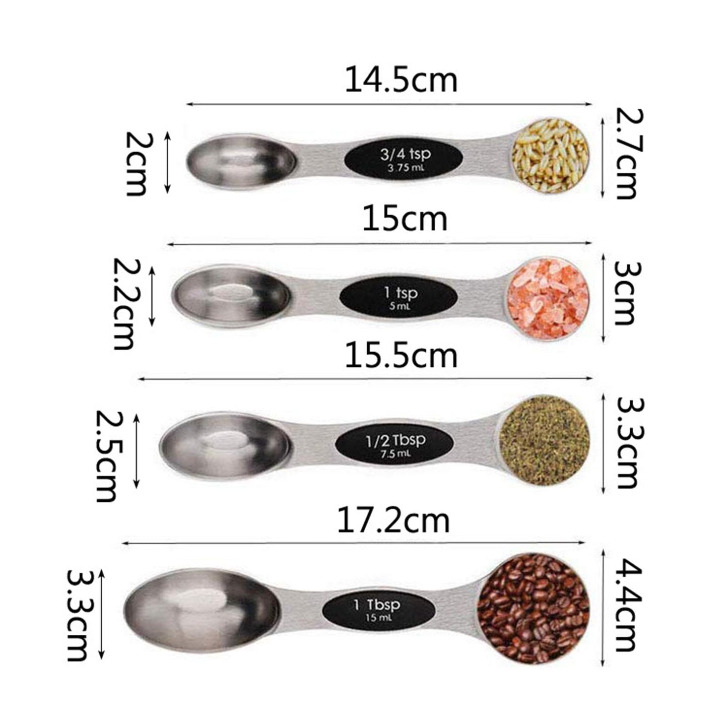 9 PCS Magnetic Measuring Spoon Dual Sided Dry Liquid Stackable Black