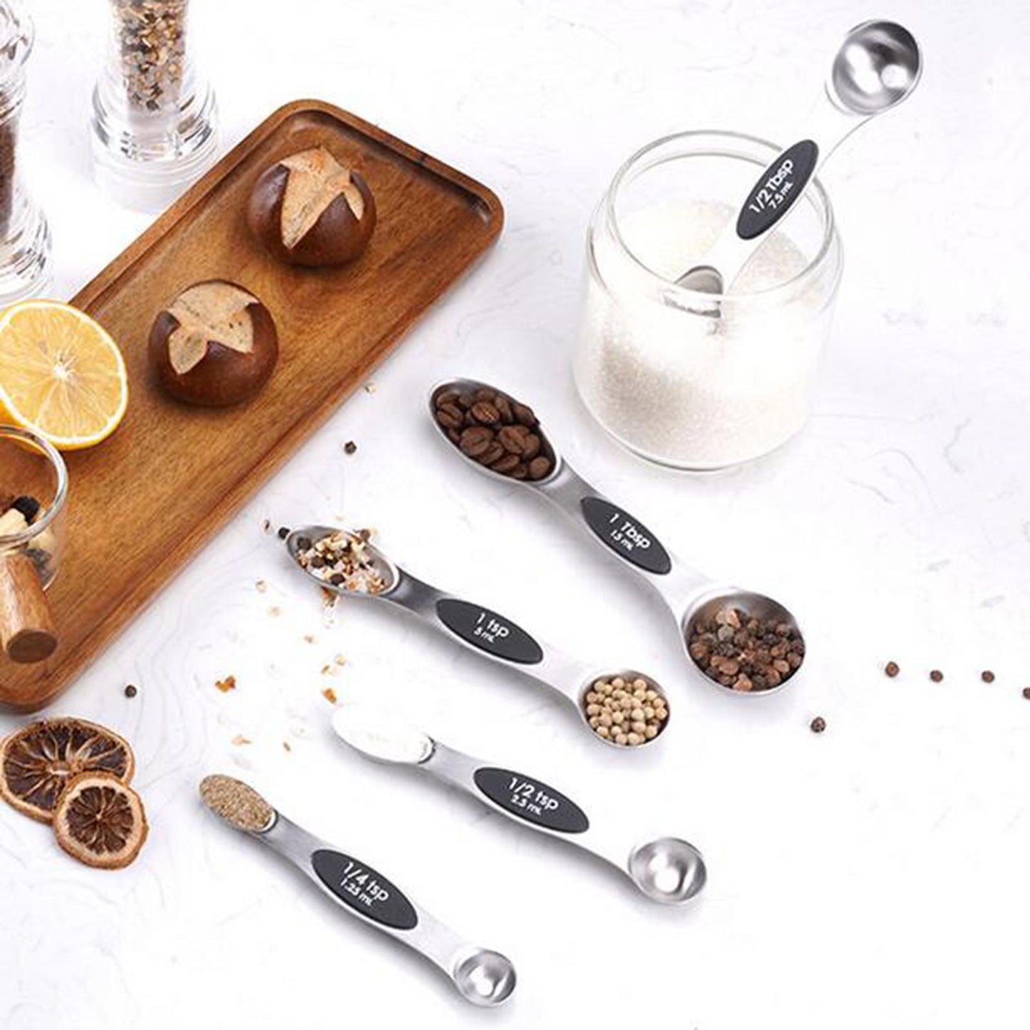 9 PCS Magnetic Measuring Spoon Dual Sided Dry Liquid Stackable Black