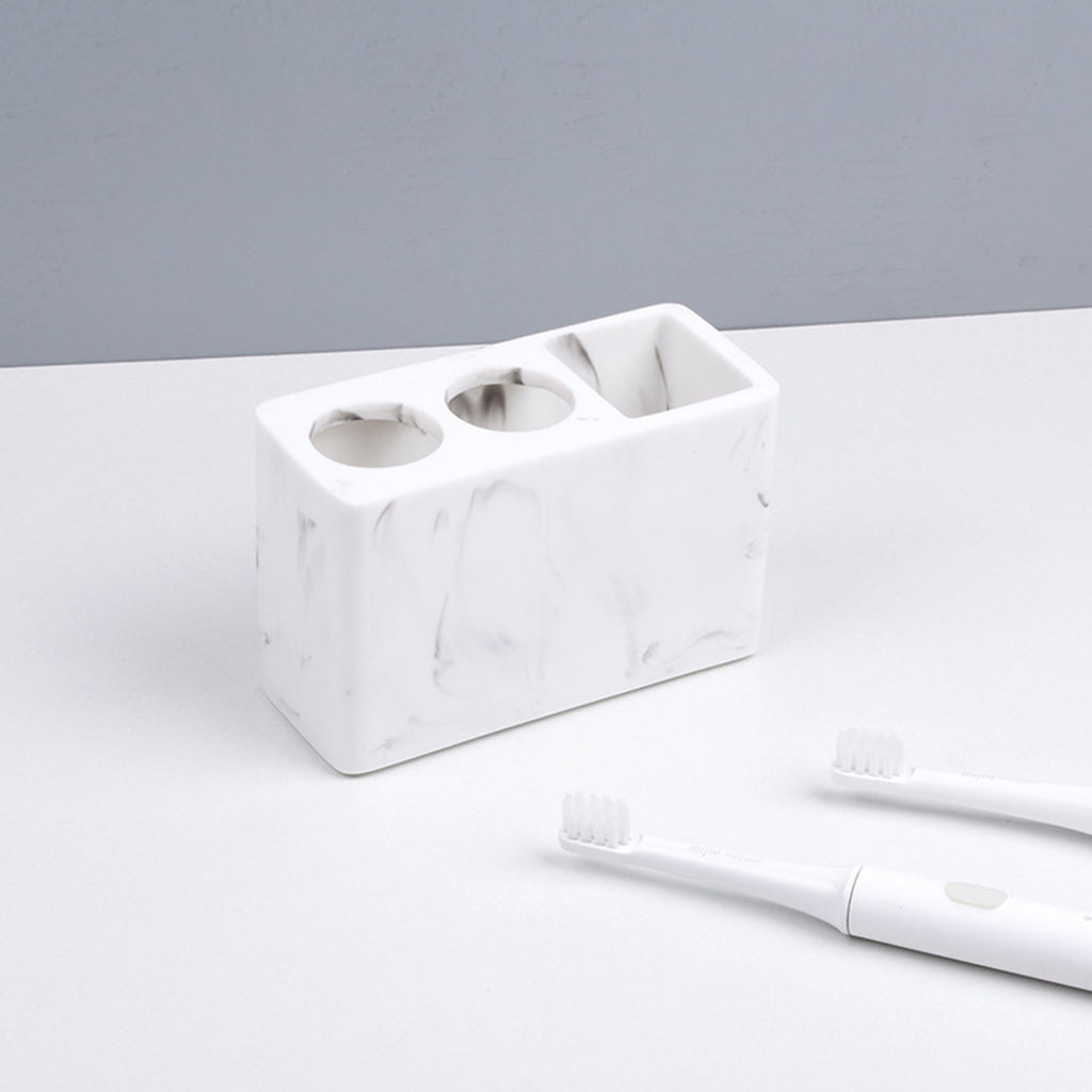 Desktop Toothbrush Holder Toothpaste Holder Organization Vanity Accents white