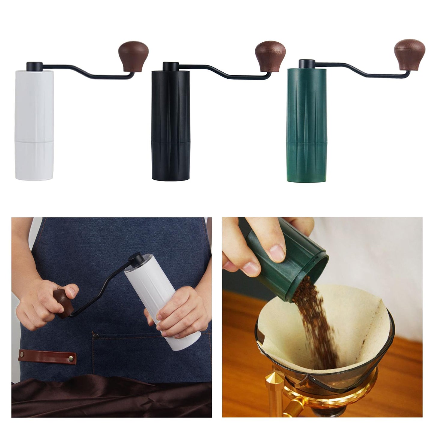 Mini Manual Coffee Bean Hand Grinder Machine Stainless Steel Burr White