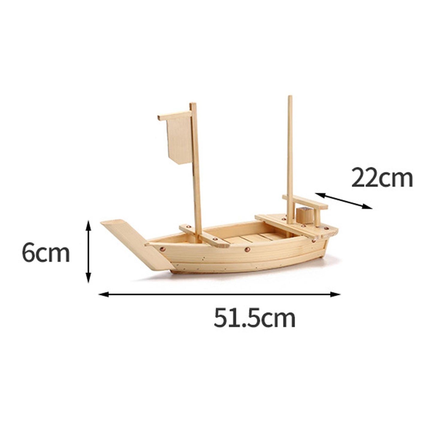 Japanese Cuisine Sashimi Boat Plate Wooden Serving Tray for Restaurant White Wooden