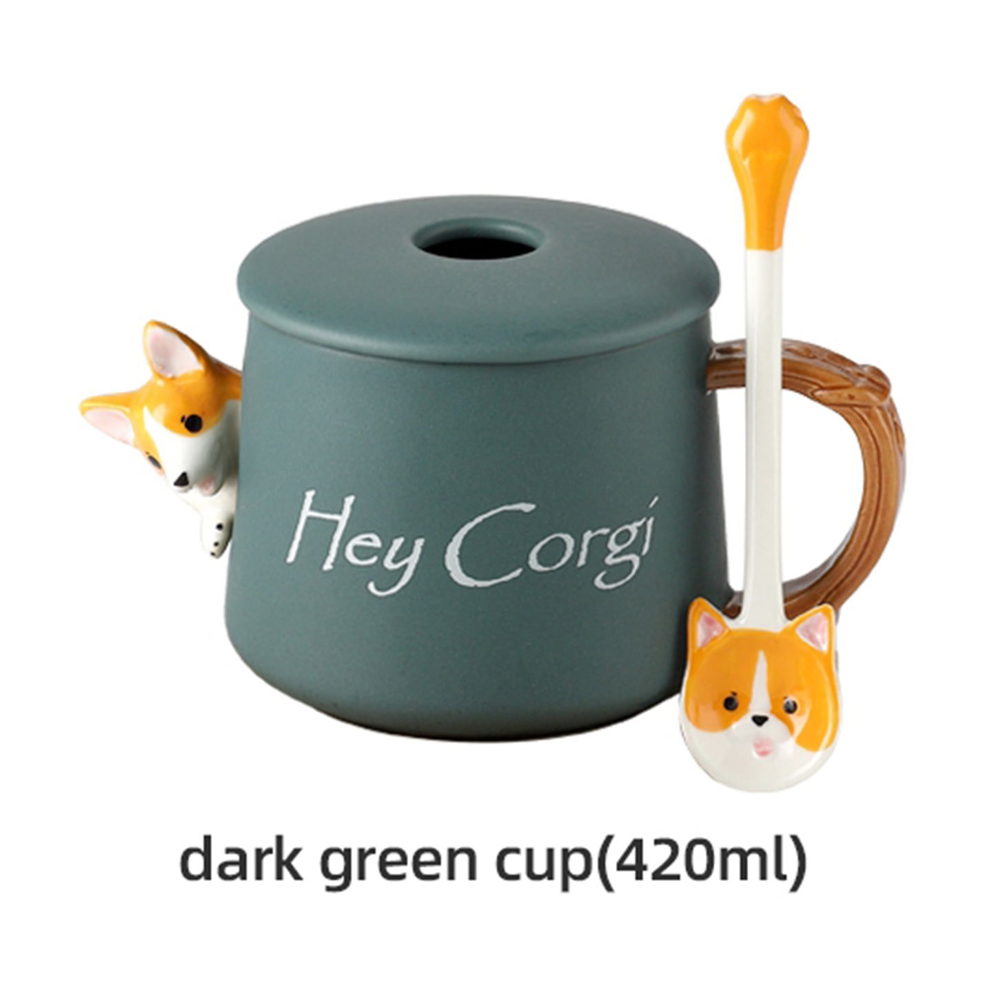 3D Corgi Ceramic Mug Novelty Juice Drink Cup for Girl Friends Green