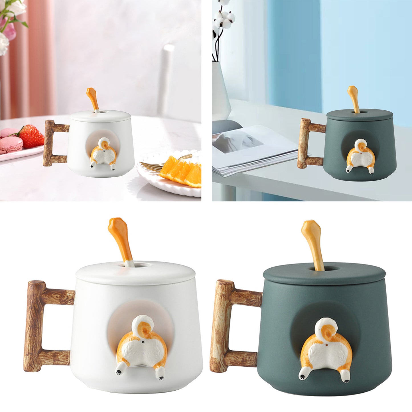 3D Corgi Butt Ceramic Mug Funny Cappuccino Cup Morning Mugs White
