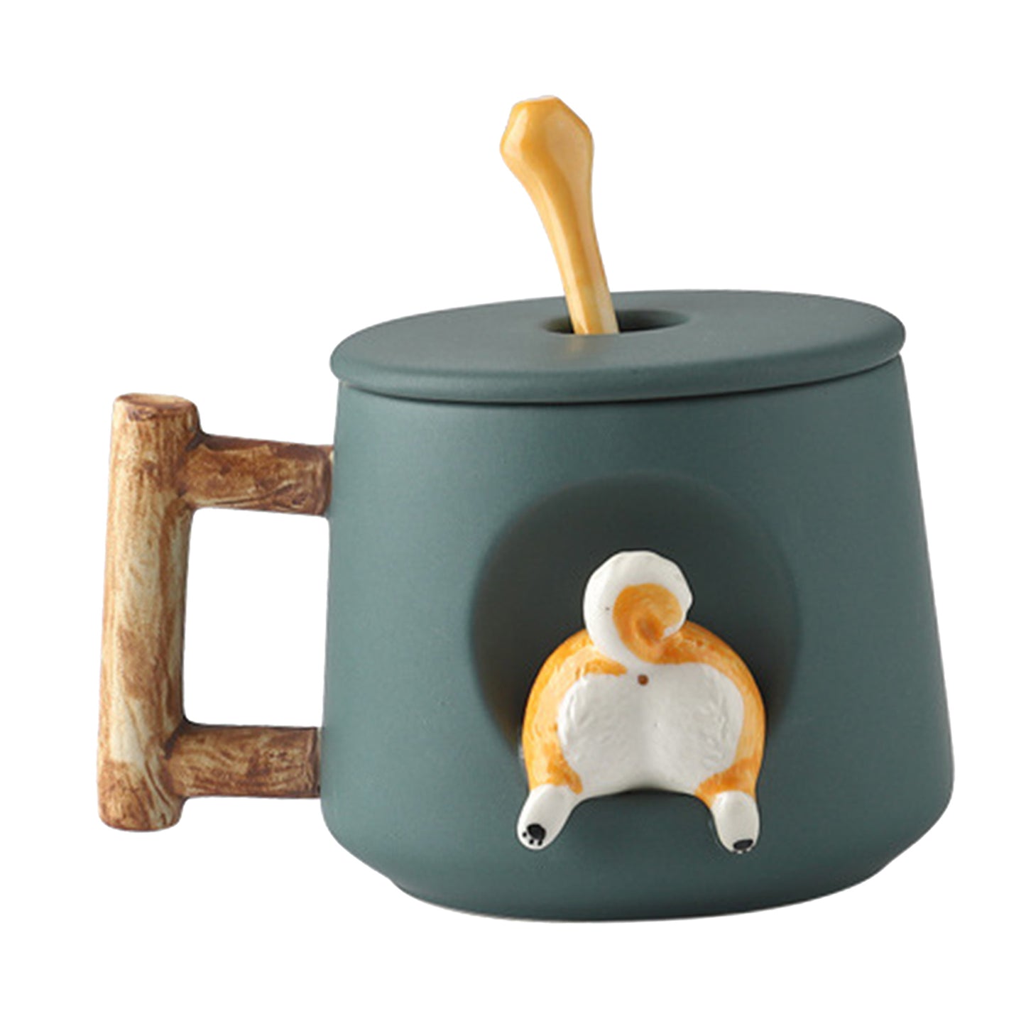 3D Corgi Butt Ceramic Mug Funny Cappuccino Cup Morning Mugs Dark Green
