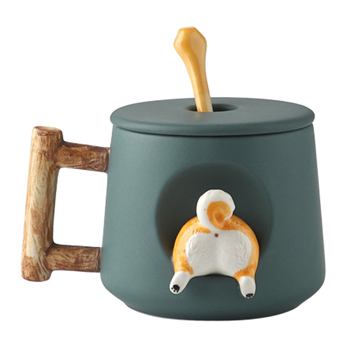 3D Corgi Butt Ceramic Mug Funny Cappuccino Cup Morning Mugs Dark Green
