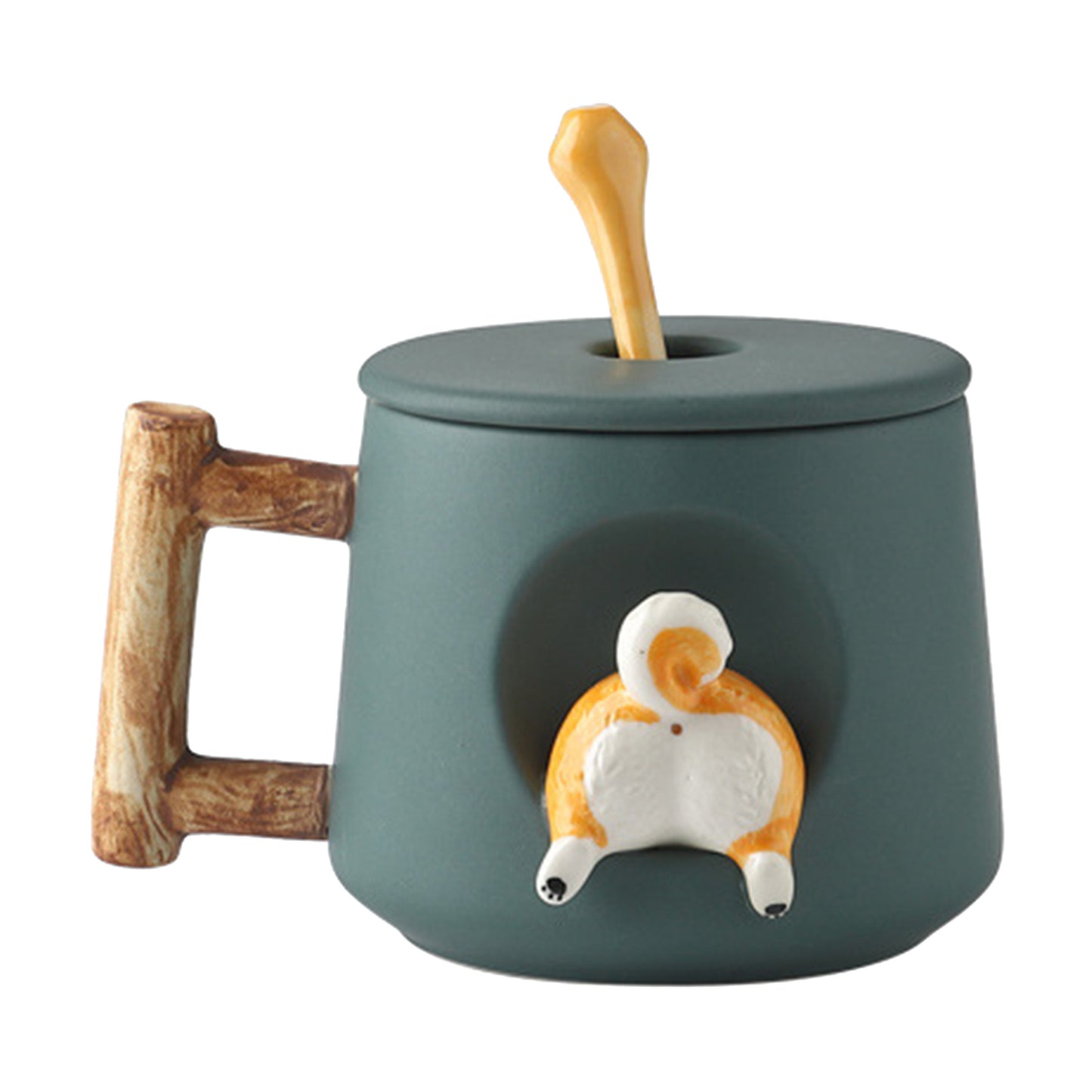 3D Corgi Butt Ceramic Mug Funny Cappuccino Cup Morning Mugs Dark Green