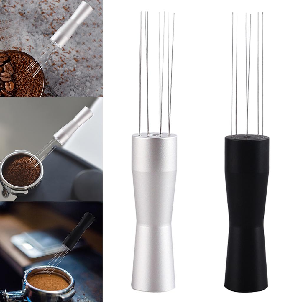 Needle Style Coffee Tamper Distributor Espresso Hand Stirrer Tool Silver
