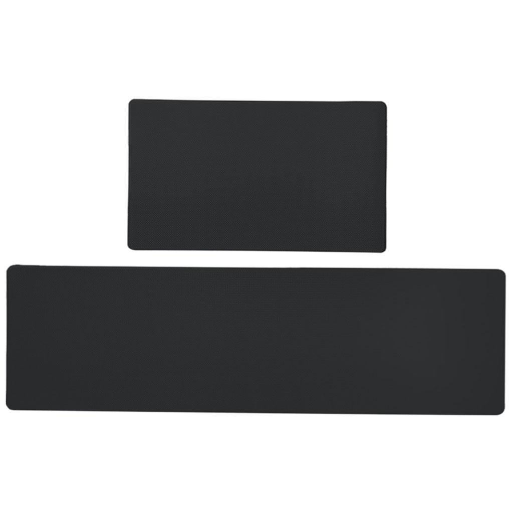 Kitchen Mat Cushioned Runner Floor Mat Rug Thick PVC for Home Sink Bedroom Black 2 Pieces