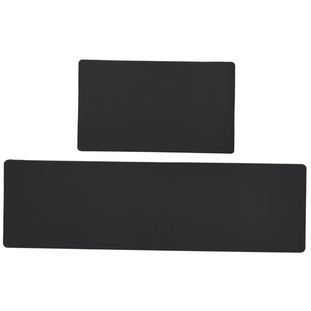 Kitchen Mat Cushioned Runner Floor Mat Rug Thick PVC for Home Sink Bedroom Black 2 Pieces