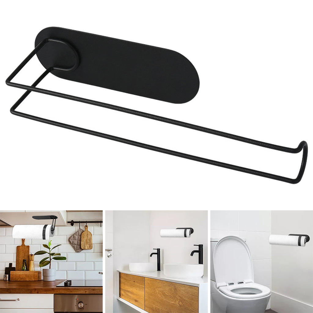 Paper Holder Racks Under Cabinet Off-wall Rustproof Hanging Accessory Toilet black