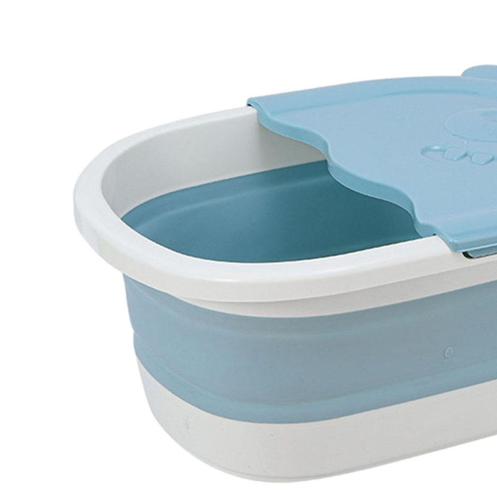 Folding Foot Basin with Pebble Massage Feet Soaker Massage Tubfoot Care Blue