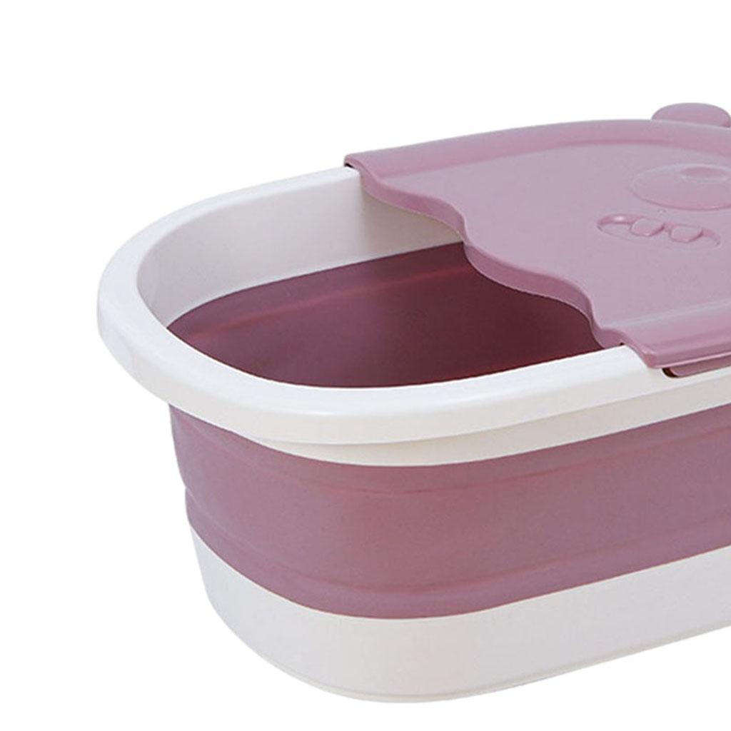 Folding Foot Basin with Pebble Massage Feet Soaker Massage Tubfoot Care Pink