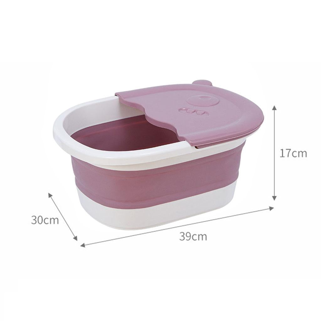 Folding Foot Basin with Pebble Massage Feet Soaker Massage Tubfoot Care Pink