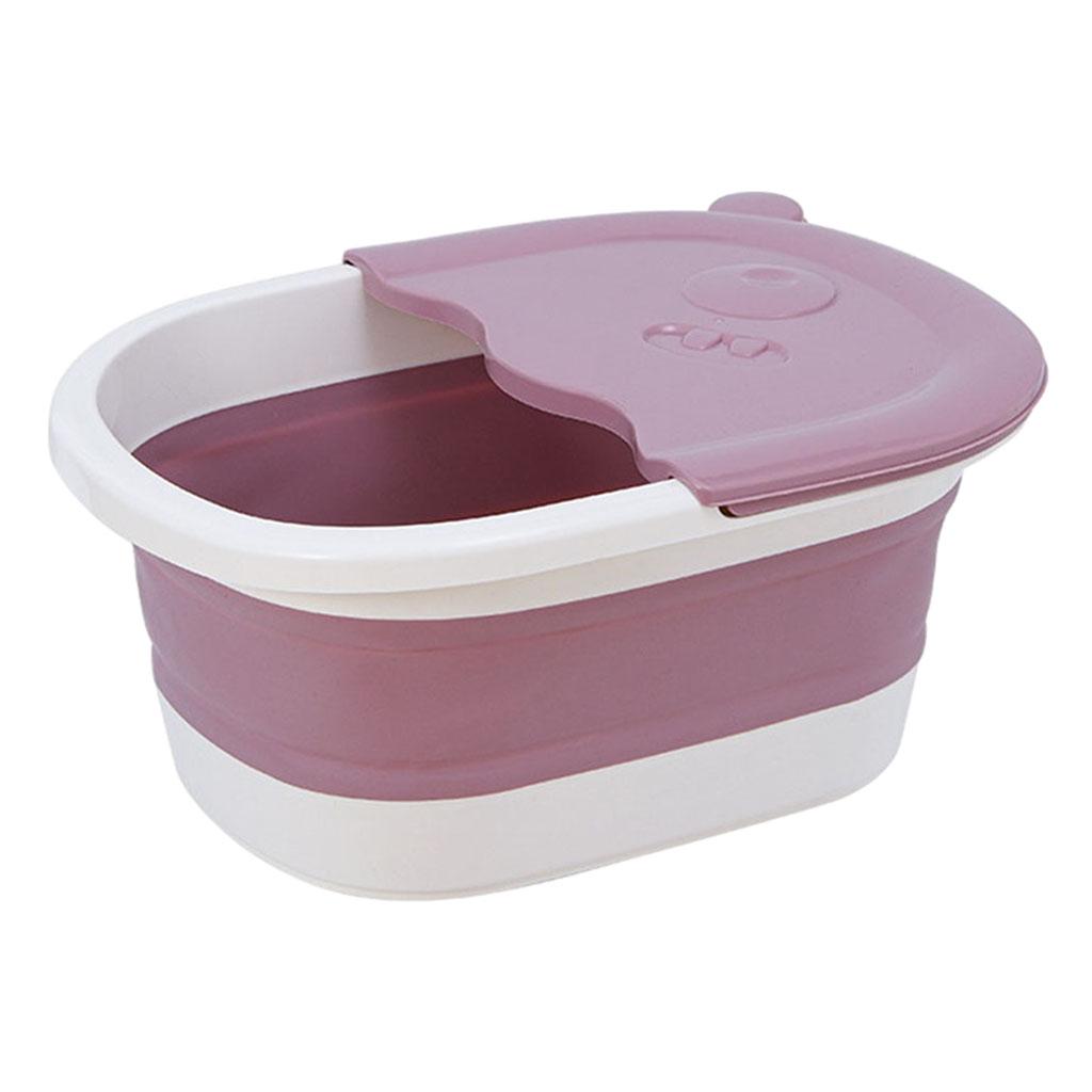 Folding Foot Basin with Pebble Massage Feet Soaker Massage Tubfoot Care Pink