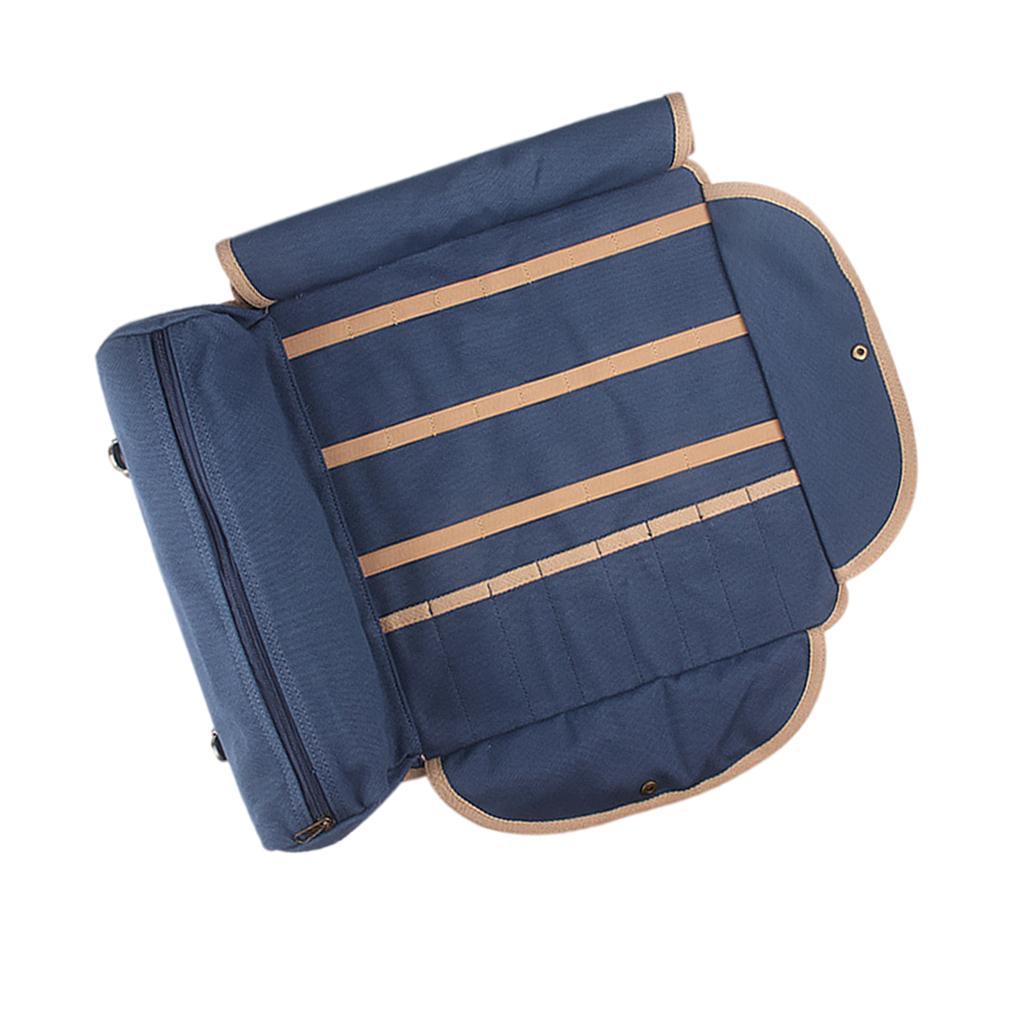 Barware Roll Bag with Handle Easy Carry Professional Storage Bag Blue