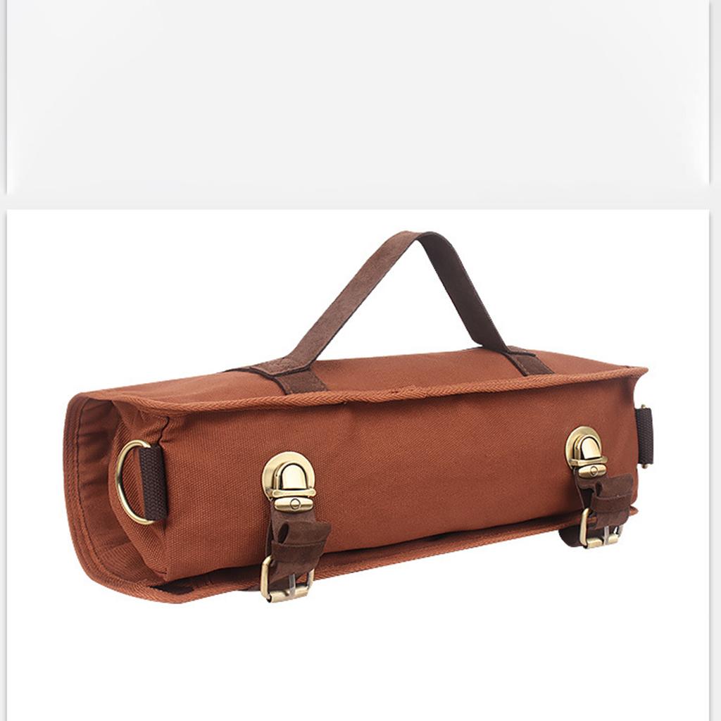 Barware Roll Bag with Handle Easy Carry Professional Storage Bag Brown