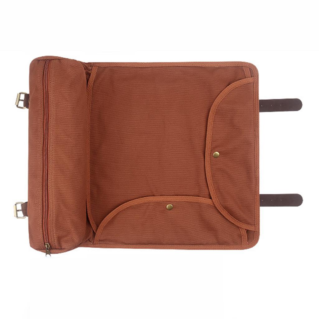 Barware Roll Bag with Handle Easy Carry Professional Storage Bag Brown