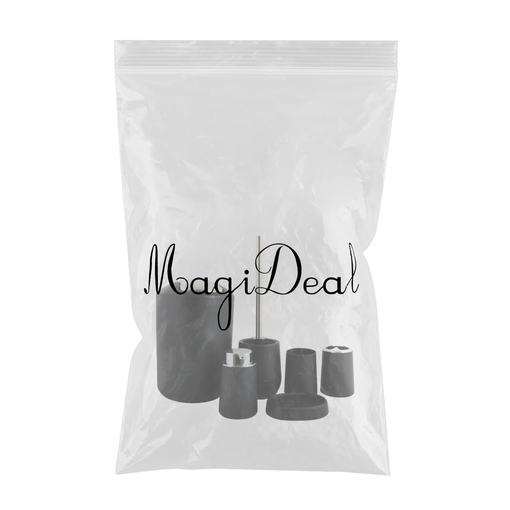 6Pieces Bathroom Accessories Set Tumbler Toothbrush Holder Toilet Brush Black